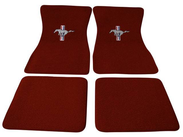 Floor Mat Set, Raylon Weave, Tri-Bar Running Horse Logo, Emberglo