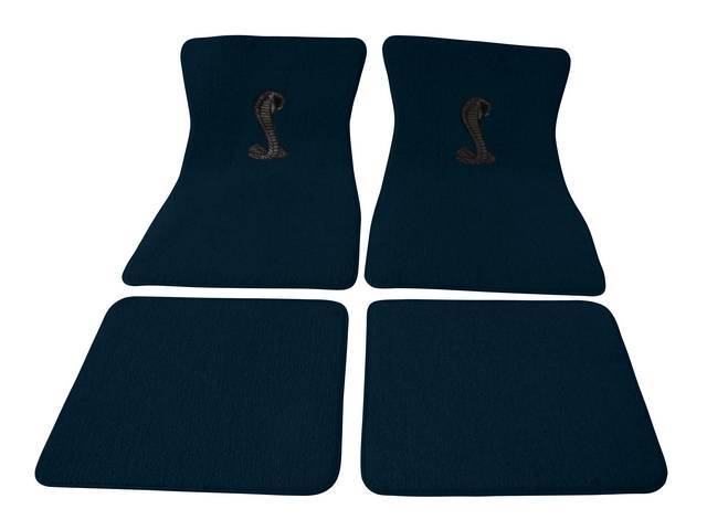 Floor Mat Set, Raylon Weave, Coiled Cobra Logo, Dark Blue