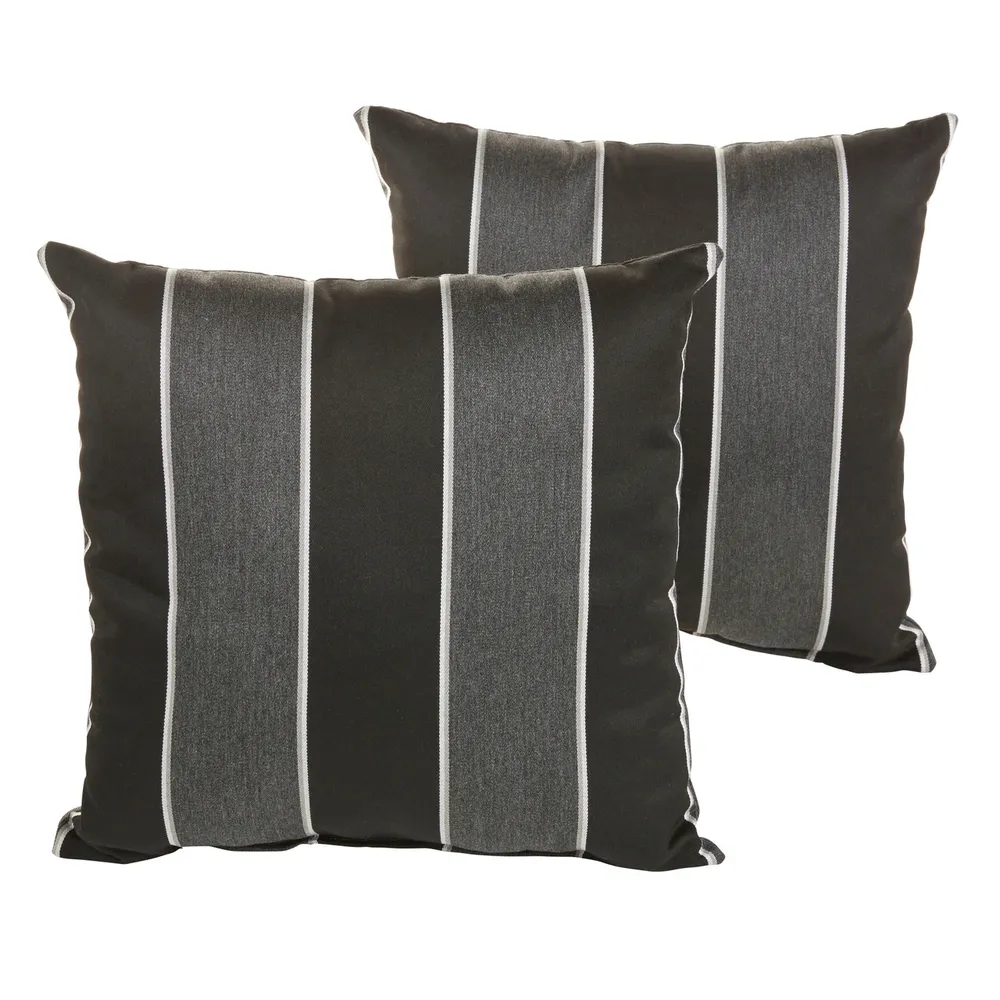 Set of 2 Sunbrella Peyton Granite Outdoor Pillow, 18″