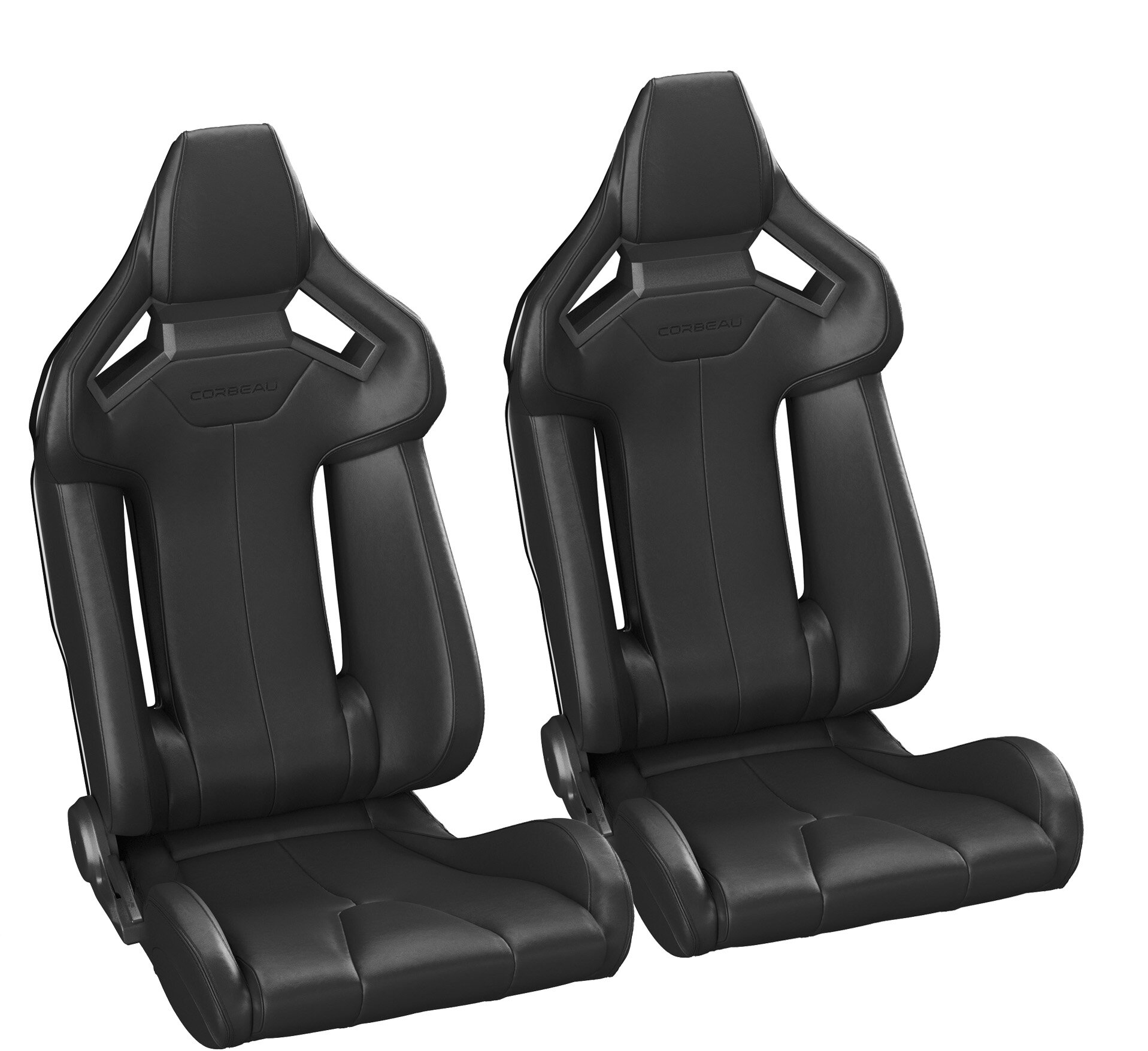 Corbeau 93910PR FXR Reclining Front Seat Pair in Black Vinyl / Black FRP Shell