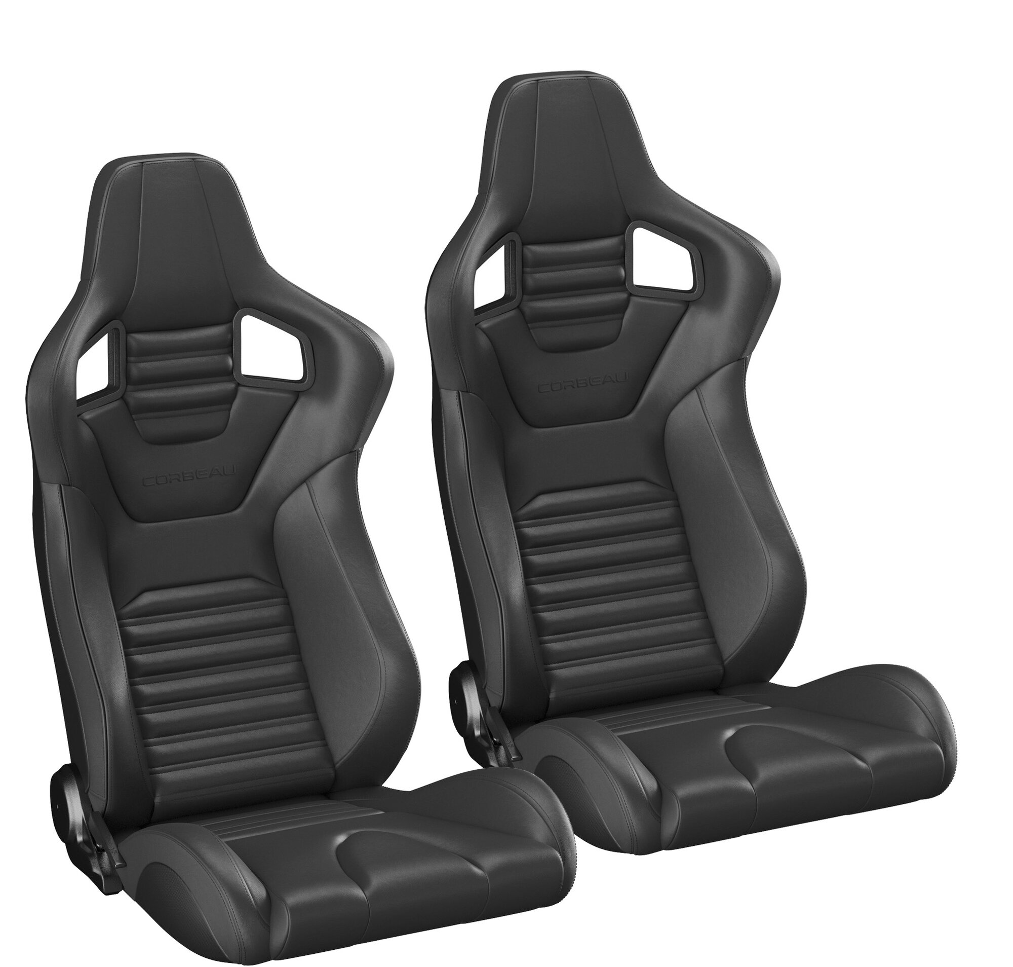 Corbeau 74901PR RRS Reclining Front Seat Pair in Black Vinyl / Carbon Vinyl