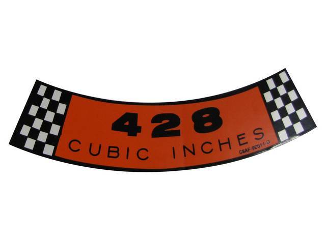 Air Cleaner Engine Decal, 428 Cubic Inches