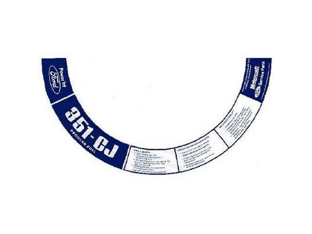 Air Cleaner Engine Decal, 351-CJ Regular Fuel
