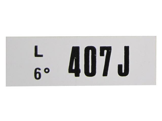 Engine Identification ID Code Decal, 407J