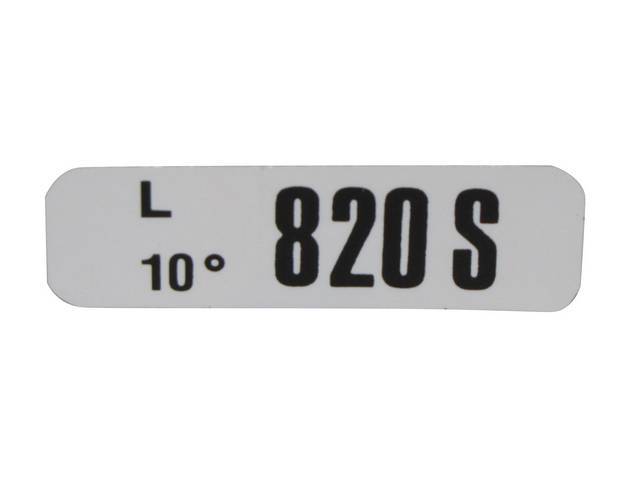 Engine Identification ID Code Decal, 820S