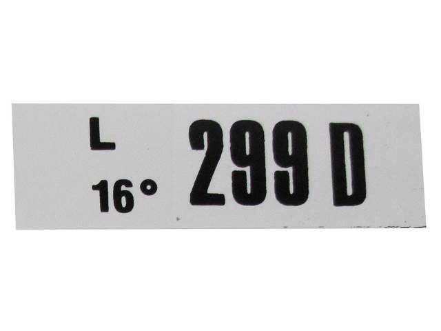 Engine Identification ID Code Decal, 299D