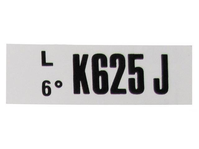 Engine Identification ID Code Decal, K625J