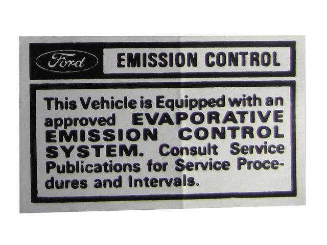 Vehicle Emission Control Information Engine Decal