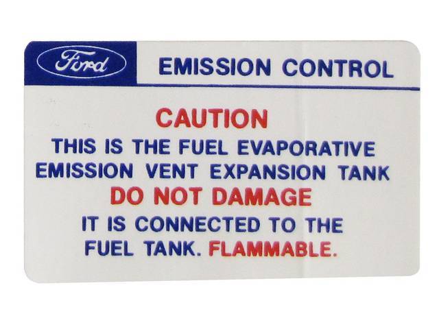 Emission Specs Engine Decal,Ford Emission Control Caution