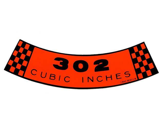 Air Cleaner Engine Decal, 302 Cubic Inches