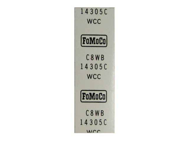 Alternator Wire Harness Tag Decal, C8WB-14305-C