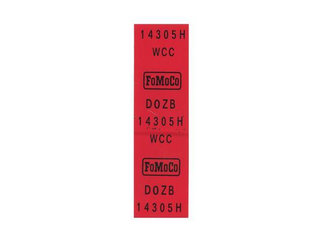 Alternator Wire Harness Tag Decal, D0ZB-14305-H