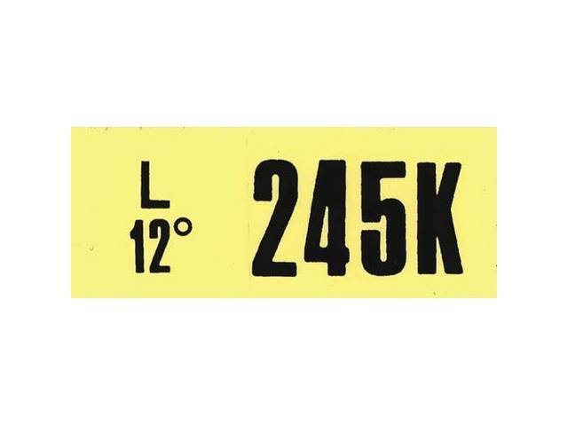 Engine Identification ID Code Decal, 245K