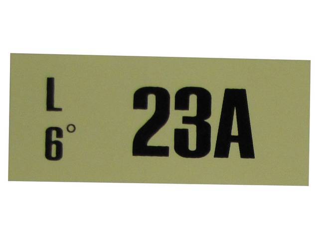 Engine Identification ID Code Decal, 23A