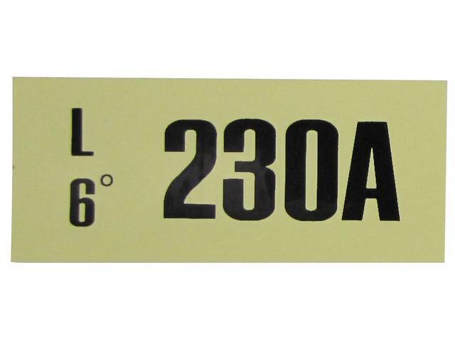 Engine Identification ID Code Decal, 230A