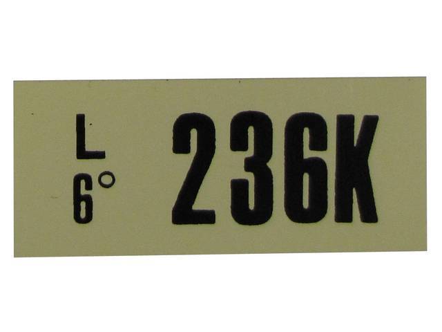 Engine Identification ID Code Decal, 236K