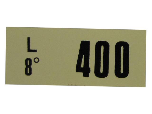 Engine Identification ID Code Decal, 400
