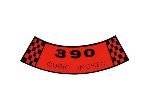 Air Cleaner Engine Decal, 390 Cubic Inchesl