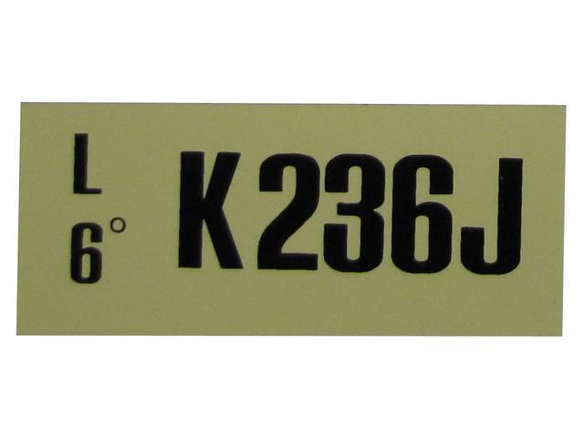 Engine Identification ID Code Decal, K236J