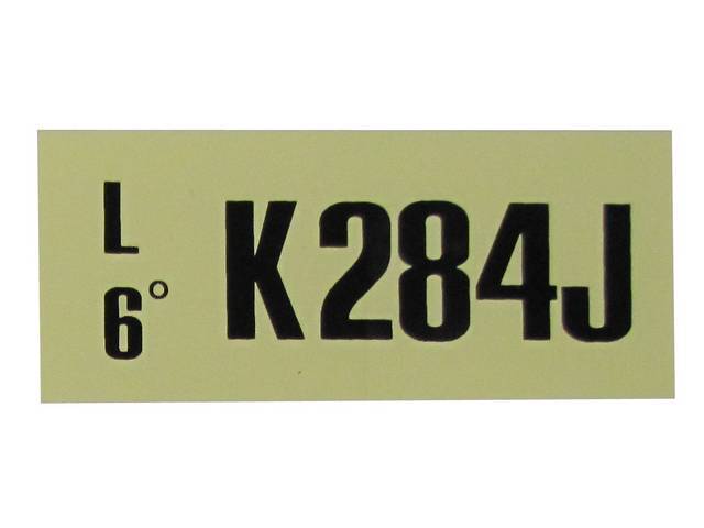 Engine Identification ID Code Decal, K284J