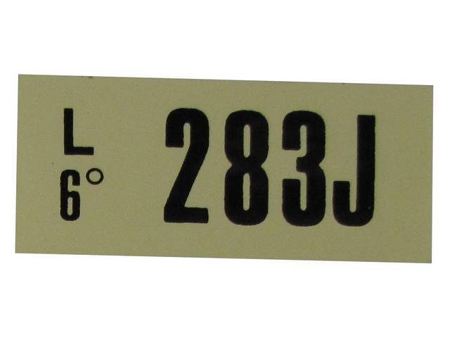 Engine Identification ID Code Decal, 283JO1