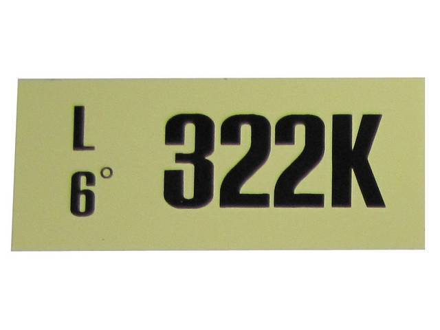 Engine Identification ID Code Decal, 322K
