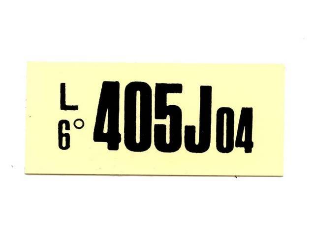 Engine Identification ID Code Decal, 405JO4