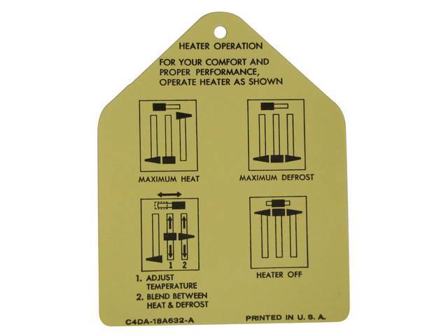 Heater Operation Instructions Interior Tag, C4DA-18A632-A