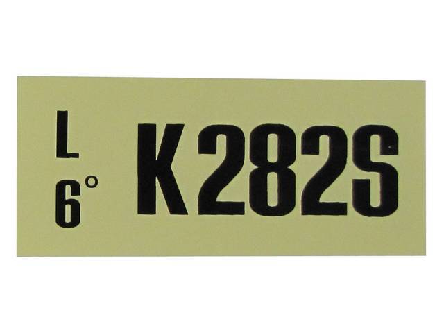 Engine Identification ID Code Decal, K282S