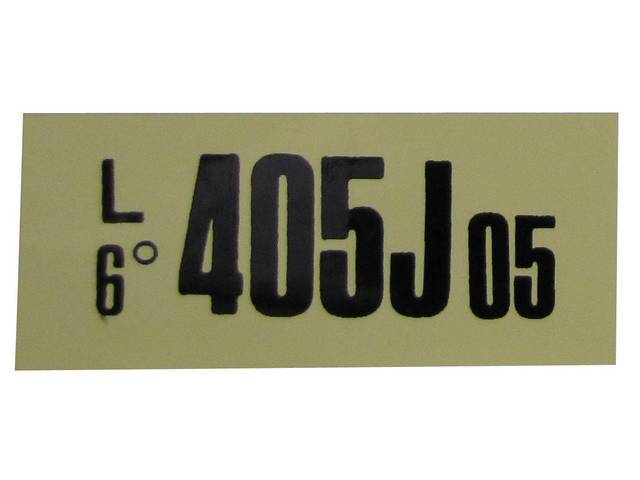 Engine Identification ID Code Decal, 405JO5
