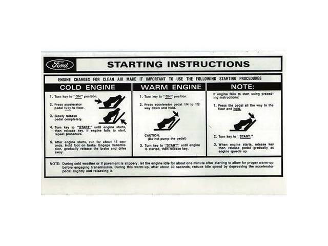 Starting Instructions Sun Visor Interior Sleeve