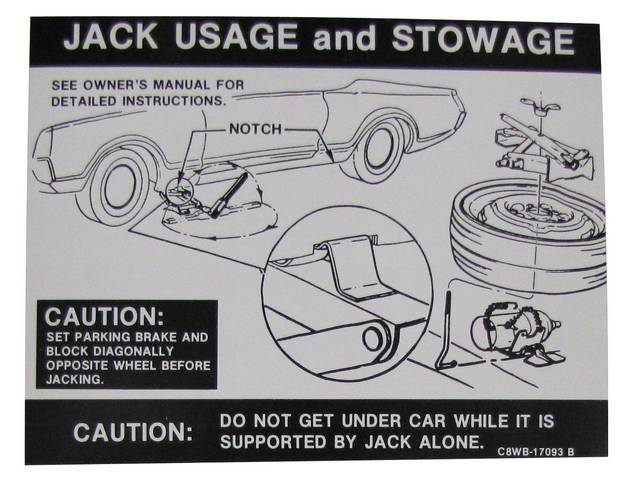 Jack Instructions Trunk Decal, C8WB-17093-B