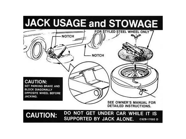 Jack Instructions Trunk Decal, C9ZB-17093-D