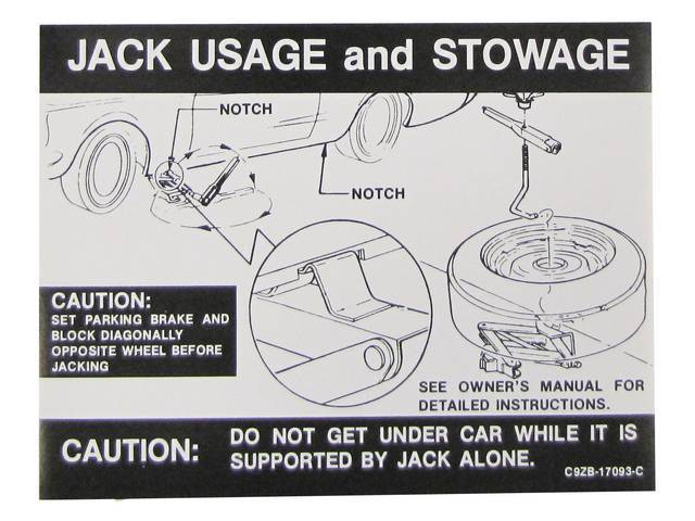 Jack Instructions Trunk Decal, C9ZB-17093-C