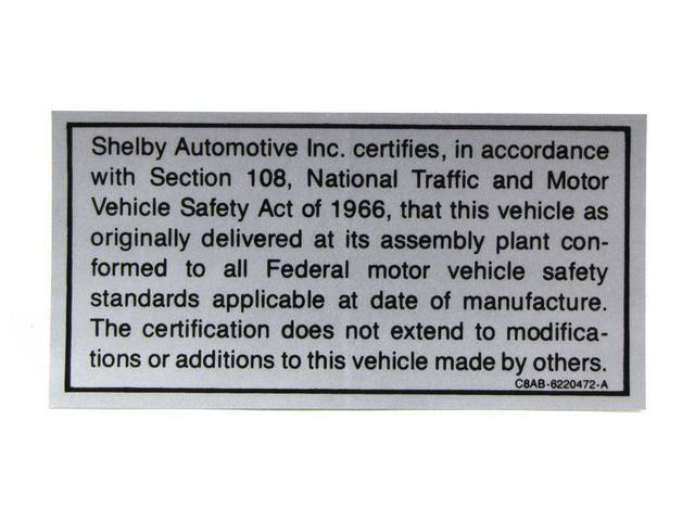 Safety Act Trunk Decal, C8AB-6220472-A