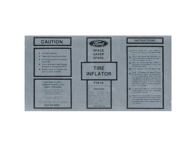 Space Saver Air Bottle Trunk Decal, D0ZA-19F514-A
