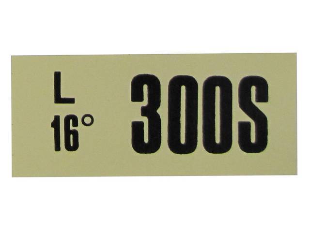 Engine Identification ID Code Decal, 300S