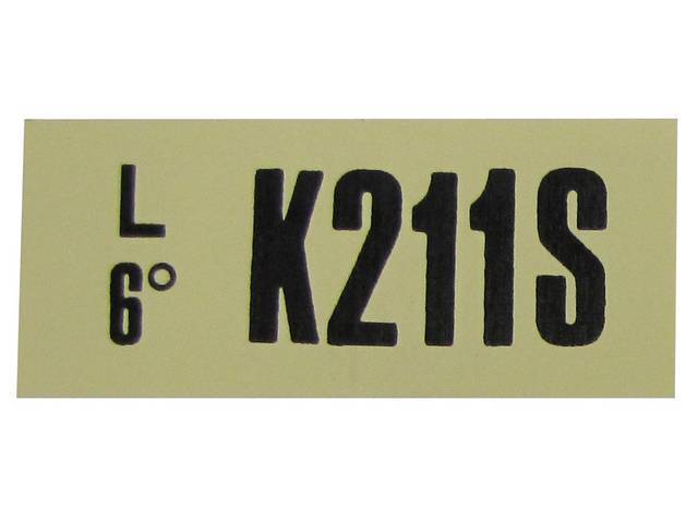 Engine Identification ID Code Decal, K211S