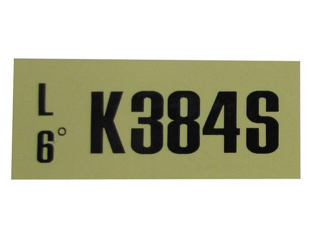 Engine Identification ID Code Decal, K384S