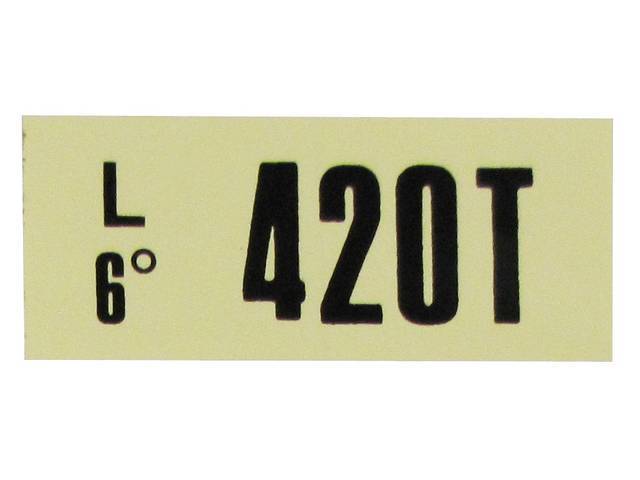 Engine Identification ID Code Decal, 420T