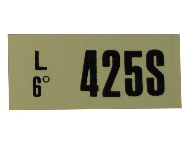 Engine Identification ID Code Decal, 425S