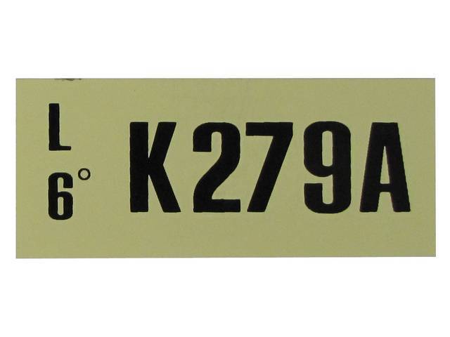 Engine Identification ID Code Decal, K279A