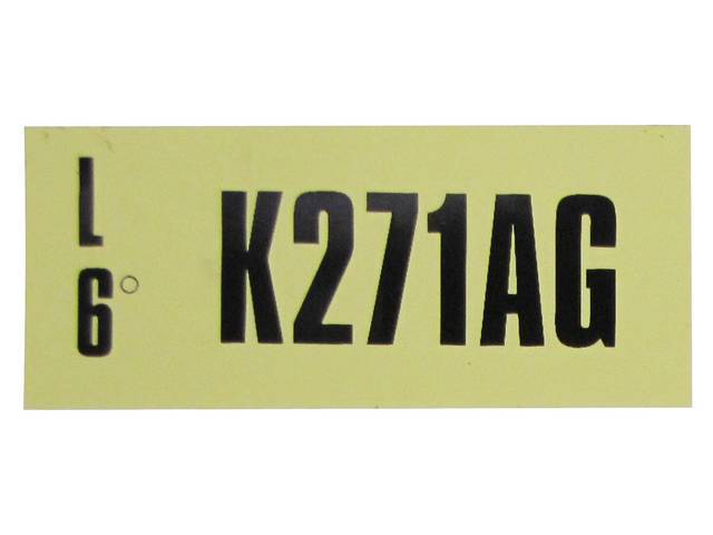 Engine Identification ID Code Decal, K271AG
