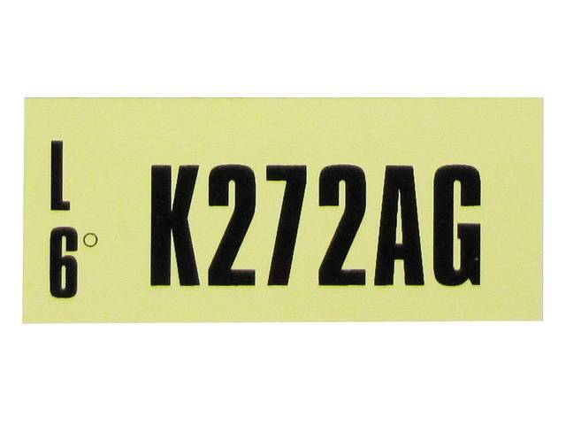 Engine Identification ID Code Decal, K282AG
