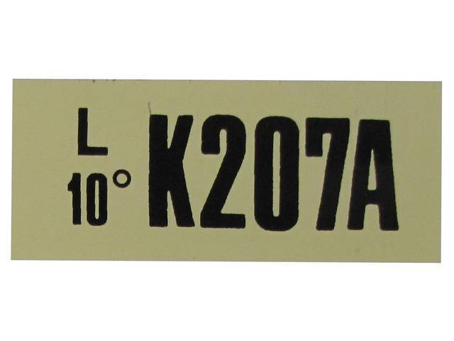 Engine Identification ID Code Decal, K207A