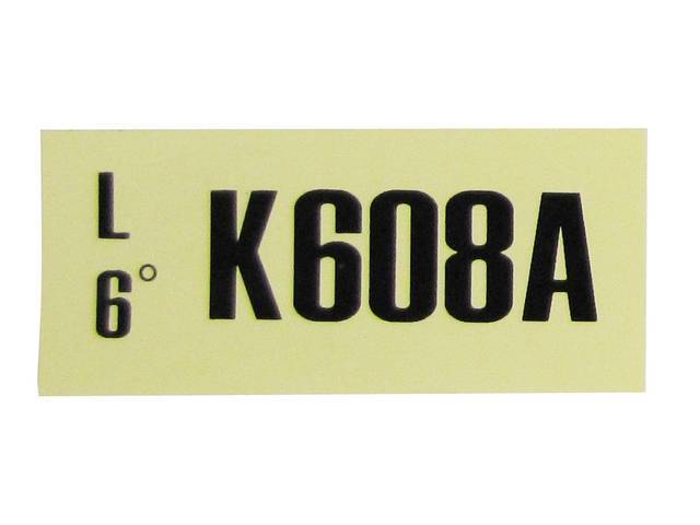 Engine Identification ID Code Decal, K608A