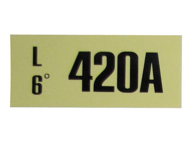 Engine Identification ID Code Decal, 420A