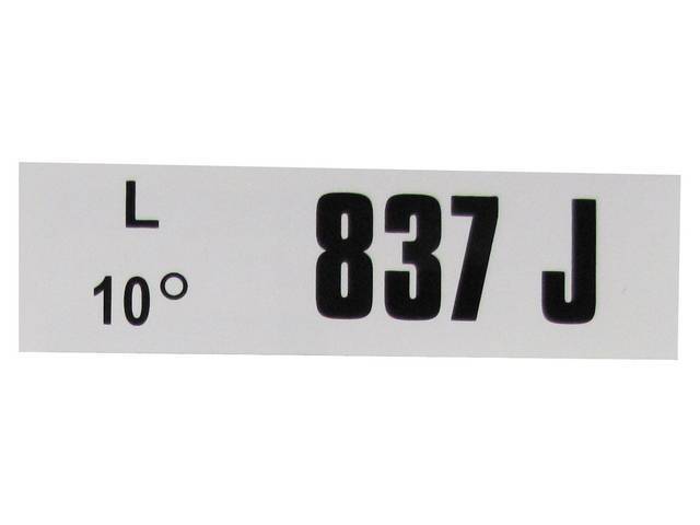 Engine Identification ID Code Decal, 837J