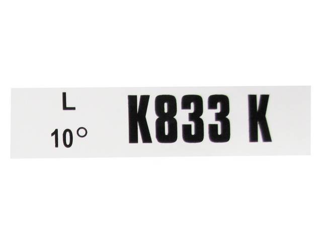 Engine Identification ID Code Decal, K833K