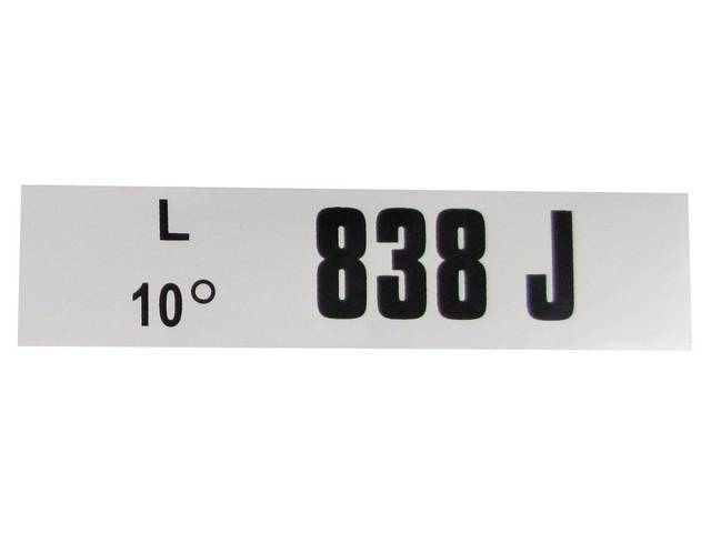 Engine Identification ID Code Decal, 838J